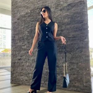 pantalon sastrero lino negro