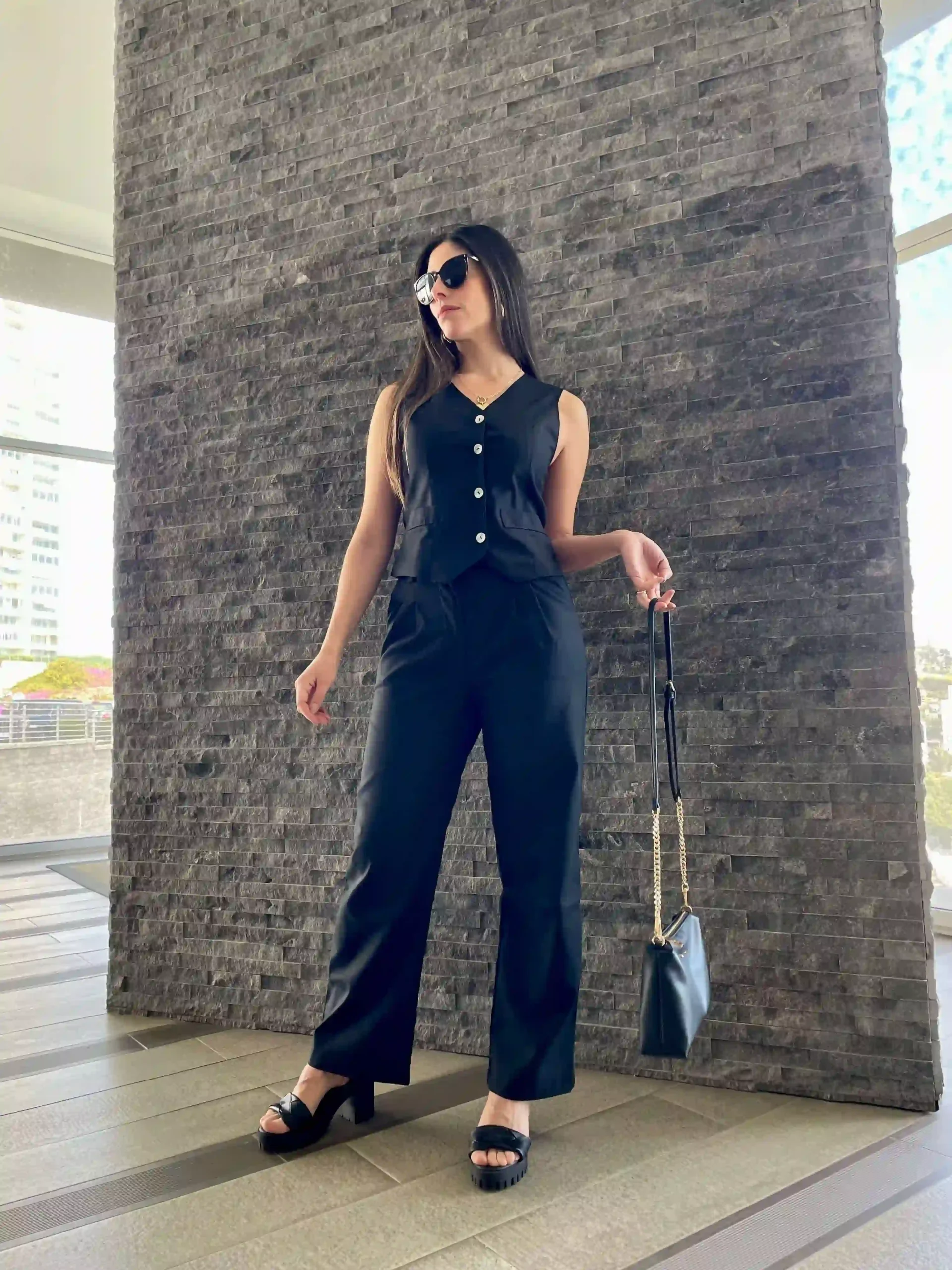 pantalon sastrero lino negro