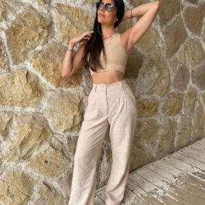 Pantalón Sastrero Broderie Beige